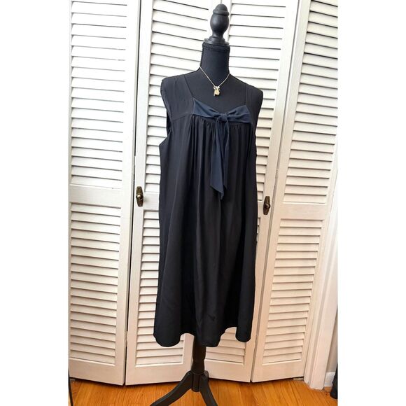 Kristin Davis Dresses & Skirts - Black 100% Silk Whimsigoth Coquette Babydoll Slip Dress with Bow Size XL